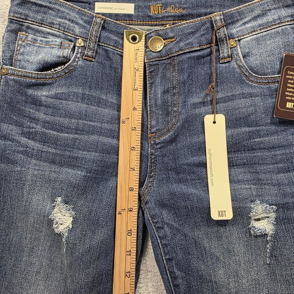 KUT from the Kloth Jeans Womens 2 Blue Catherine Boyfriend Distressed Stretch - Picture 13 of 14